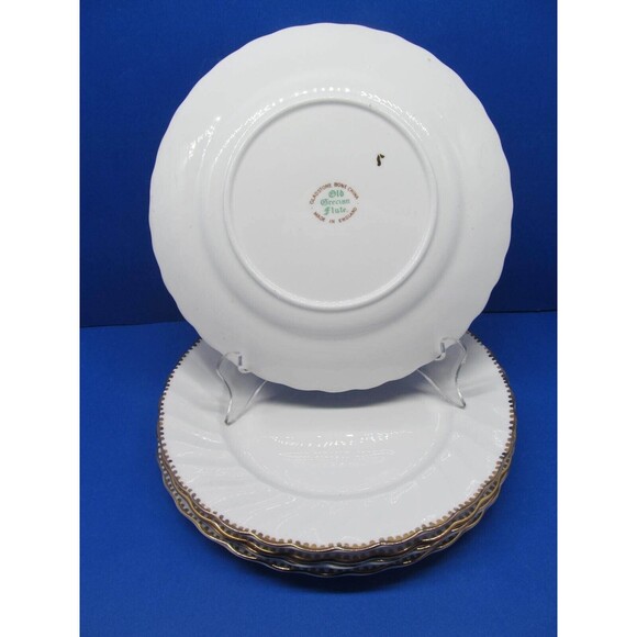 Gladstone Bone China "Old Grecian Flute" Set Of Five 8 1/2" Salad Plates VGC - Picture 4 of 8